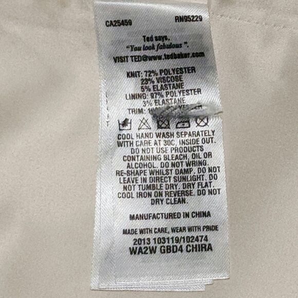 Ted Baker Chira Stone Embellished Sheath Dress Mini Ivory Sleeveless Ted 2/US 6 - Picture 9 of 11